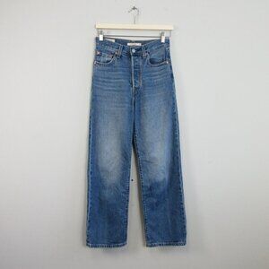 Levi's Ribcage Straight Wide Medium Wash Women's Jeans 25 Blue Cotton Denim 560